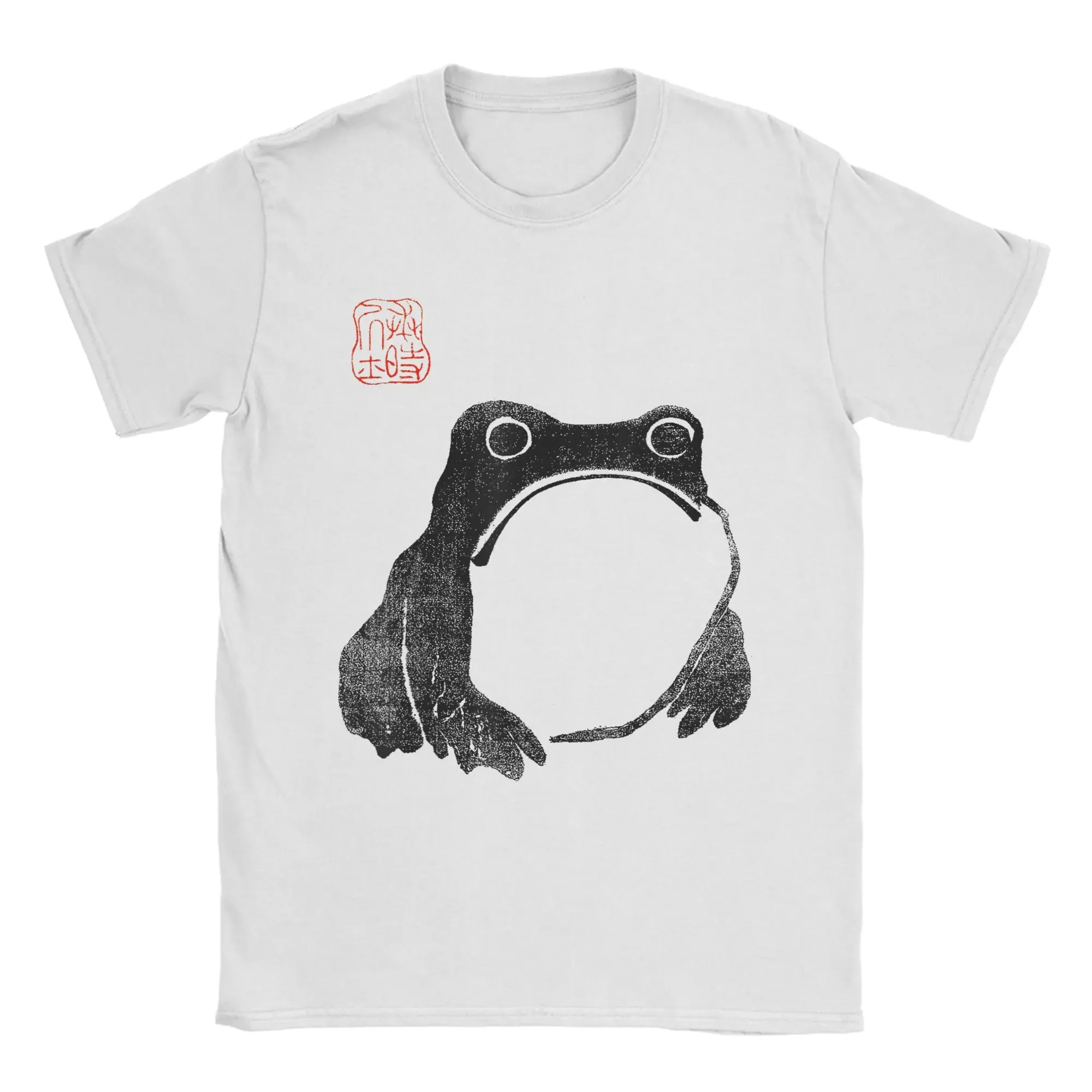 Japanese Grumpy Frog Toad Unimpressed Animal Funny Chubby T-Shirts 100% Cotton Tee Shirt for Men's Y2K Short Sleeve Clothing
