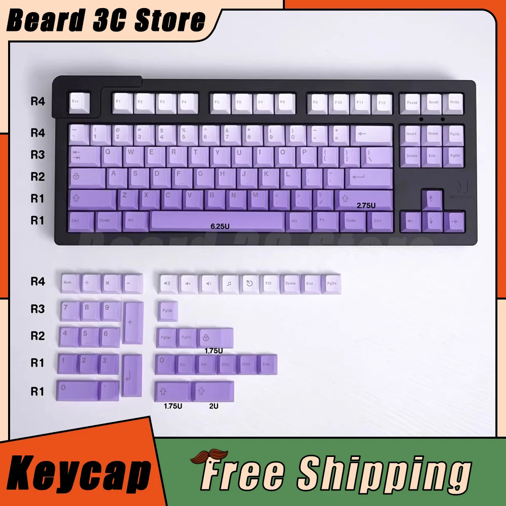 

125Keys Mechanical Keyboard Side Carving Key Caps Original PBT Sublimation Keycaps Custom Gradient Keycap PC Gamer Accessories