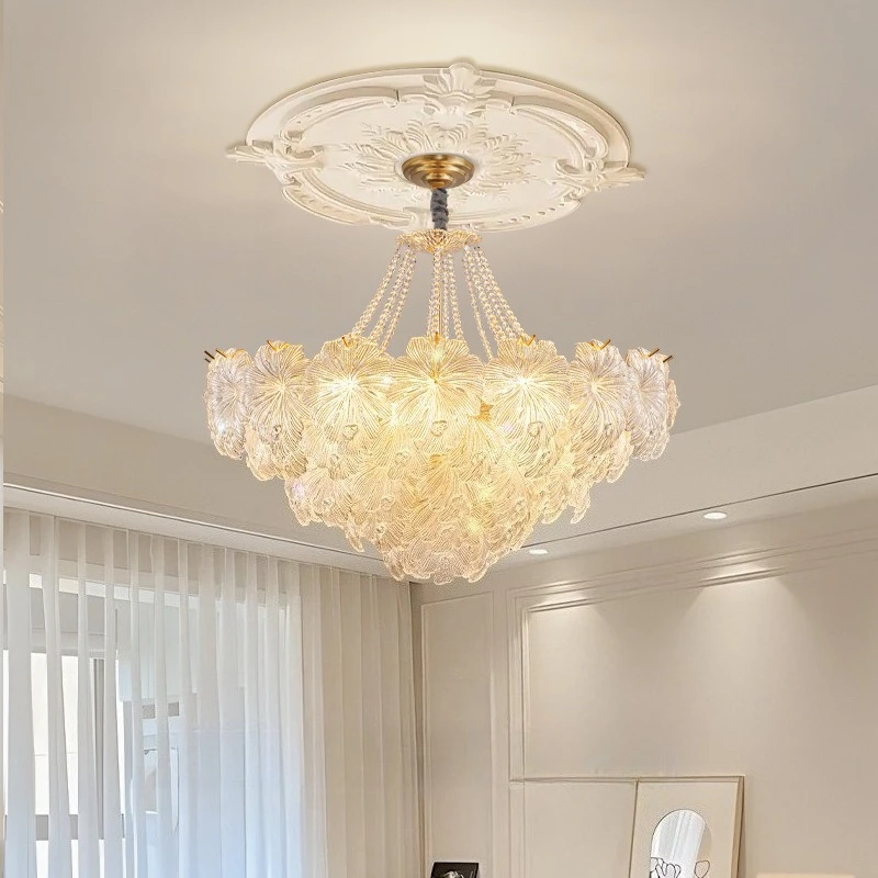 

French Luxury Glass Chandelier Bedroom Crystal Ceiling Lights Dining Living Room Pendant Lights Fixture Indoor Lighting