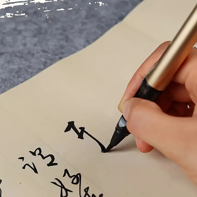 6 pennello tipo penna + sacca per inchiostro 30 nero, pennello morbido Penna morbida a blocco piccolo, piccola penna per calligrafia La pennello in metallo può aggiungere inchiostro acqua Penna lupo