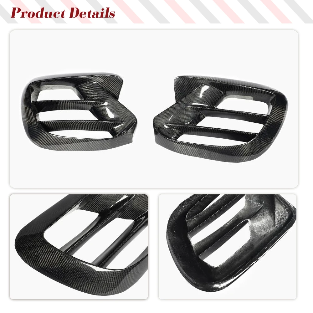 Car Front Fins Air Vent Cover Fit For Benz W167 GLE450 GLE63 GLE53 Coupe Real Carbon Fiber Car Front Air Vent Cover Fin Canards