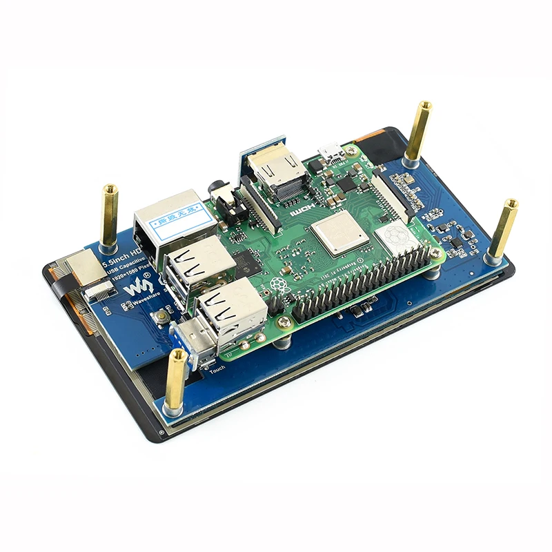 Monitor AMOLED Raspberry Pi 4 5,5 Inci Layar HDMI HDTV dengan Touchpad Kapasitif Kaca Tempered