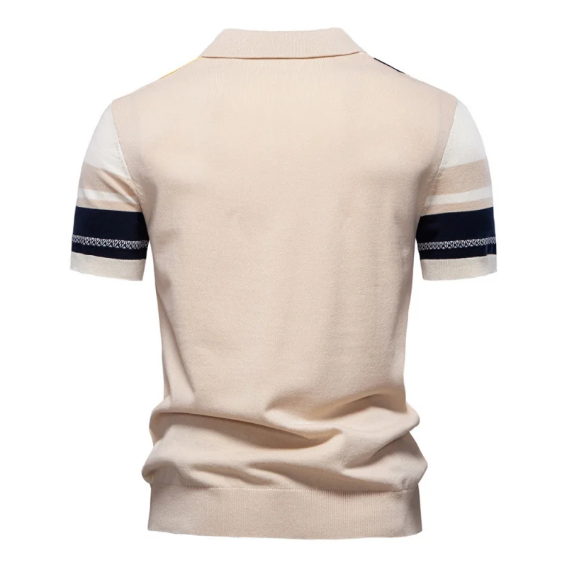 

2025Summer New Men'spoloStriped Jacquard Short Sleeve Knit TopPOLOMen's Shirt