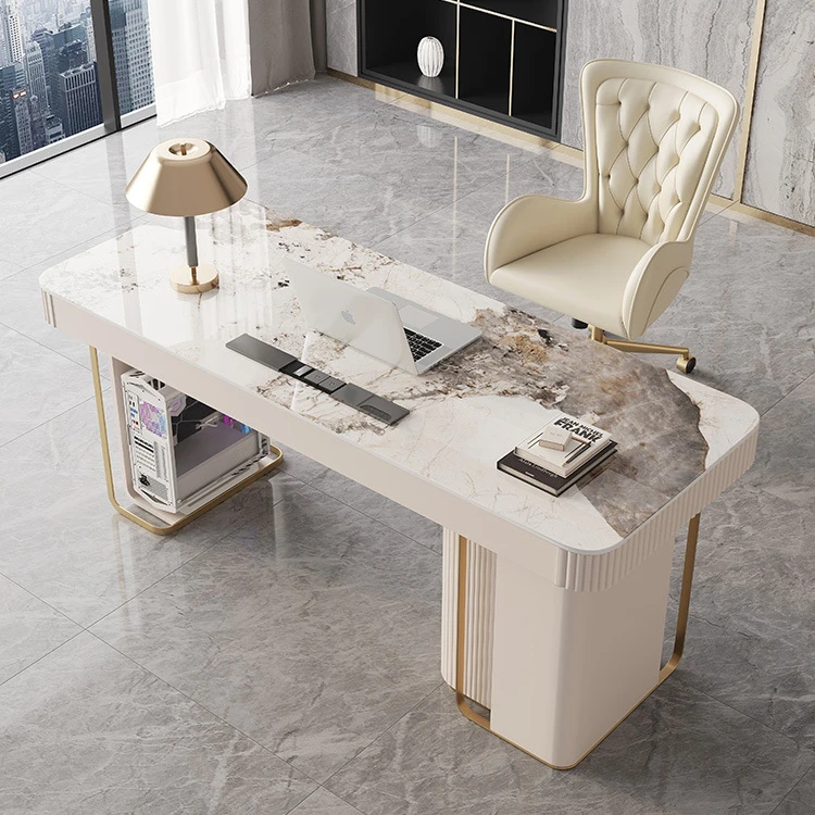 #Material Upgraded Italian Light Luxury Modern Minimalist Home Office Computer Desk Drawers for Villa Use Customizable Size
