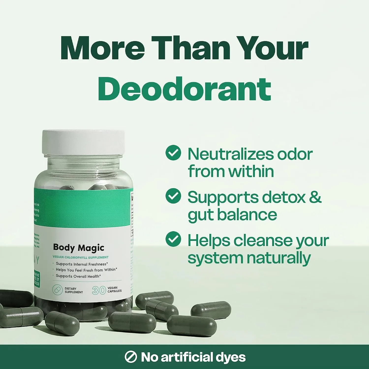 30 Capsules Chlorophyll Capsules – Vegan Detox & Digestion Support, Gut & Skin Health