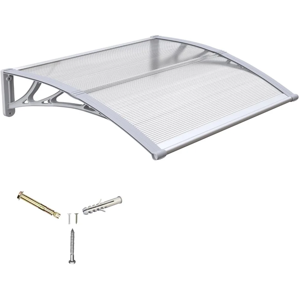 Awning for Door Entrance,40X48 Inches Awnings for Doors,Window Awning Canopy Exterior with Plastic Steel Bracket,Polycarbonate C