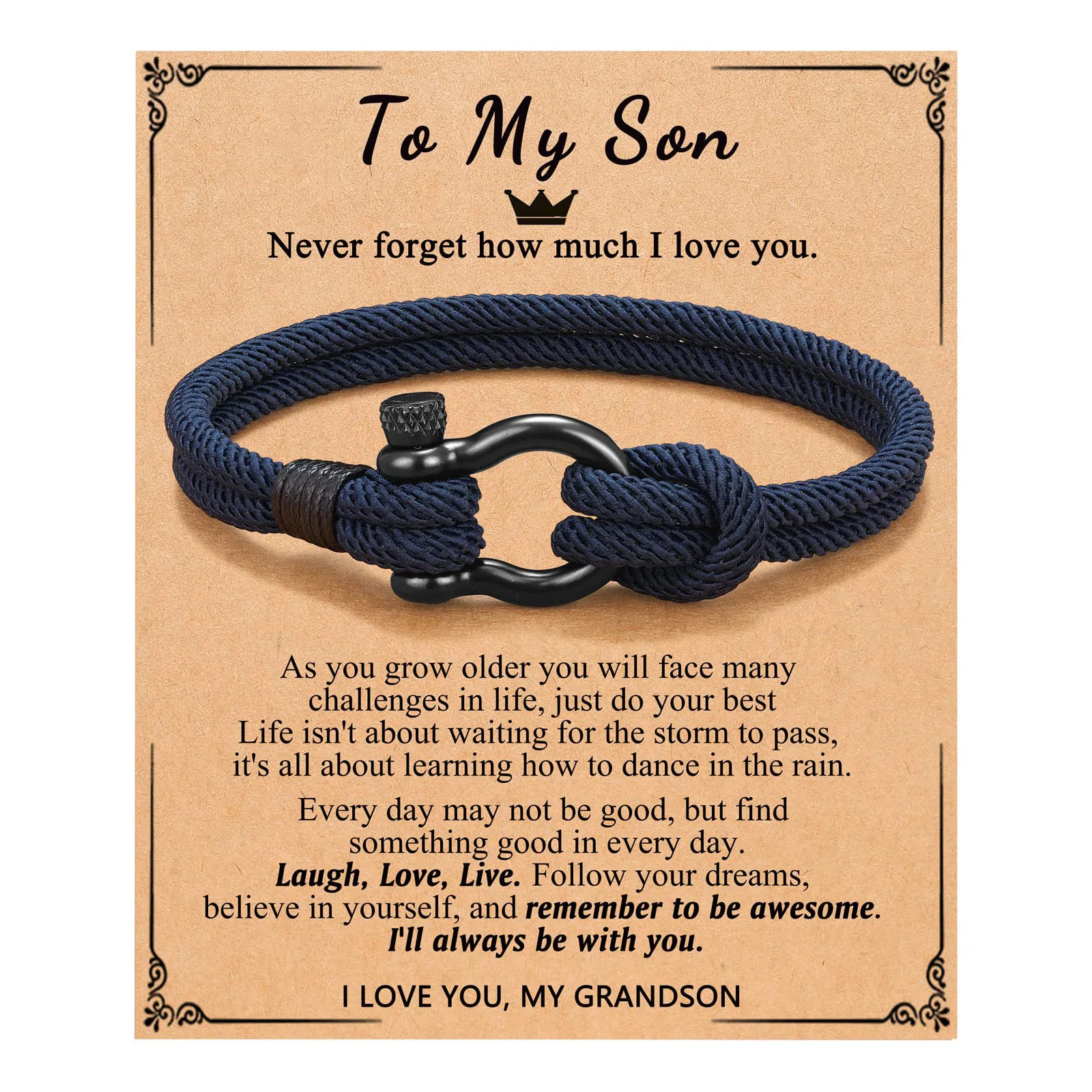 My Boys bracelet gift for son, birthday graduation Christmas Valentine's Day Easter gift, suitable for teenage boys and men
