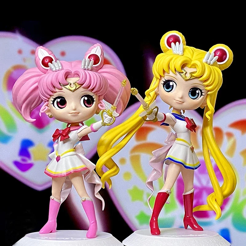 Оригинальные фигурки Bandai 15 см Сейлор Мун Q Posket Tsukino Usagi Chibiusa ПВХ аниме модель куклы детские игрушки подарки украшения