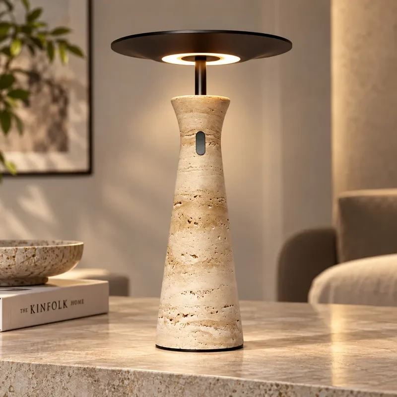 Cross-border rechargeable hotel-grade desk light with E14 bulb base Heavy-duty cave stone touch button home ornament