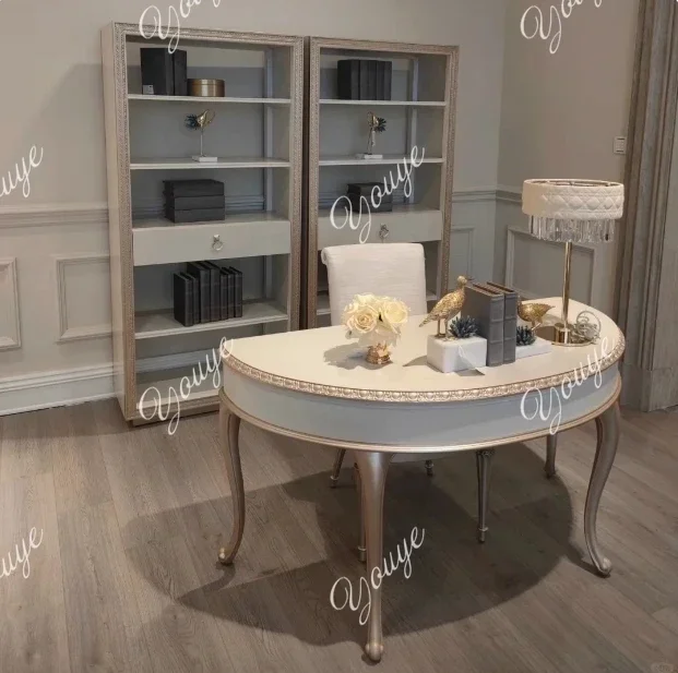 

J Q American Light Luxury Solid Wood Carving Flower Dresser French Simple Desk Makeup Table Simple Villa