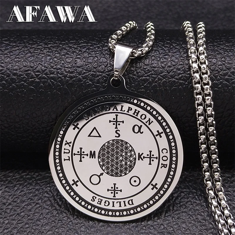 Sandalphon Cor Deleges Lux Stainless Steel Flower of Life Necklaces Chain Women Silver Color Necklaces Jewelry colier N3659S02