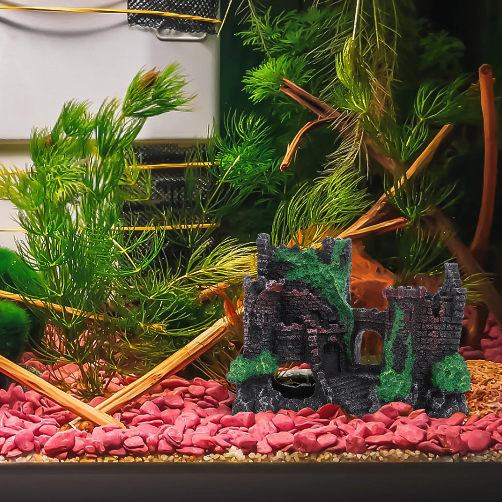 

Aquarium Resin Castle Decor Tank Unique Decoration Durable Multifunctional Shelter Vivid Colors Fine Craftsmanship Aquarium