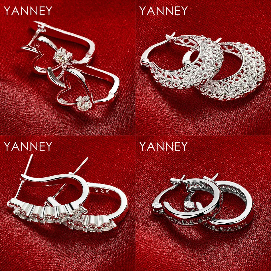 

Luxury S925 Sterling Silver Delicate Heart Shape Hollow Earrings for Women Wedding Party Gift Jewelry Accessories