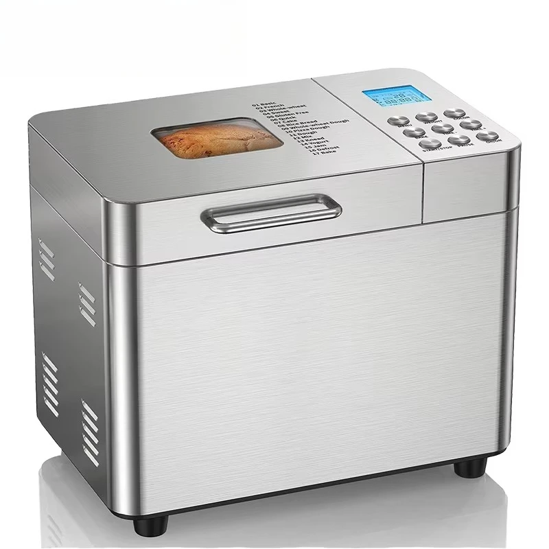 Multifunctional 2LB Stainless Steel Programmable Fully Automatic Bread Maker Machine With Exhaust Funnel And Powerful DC Motor