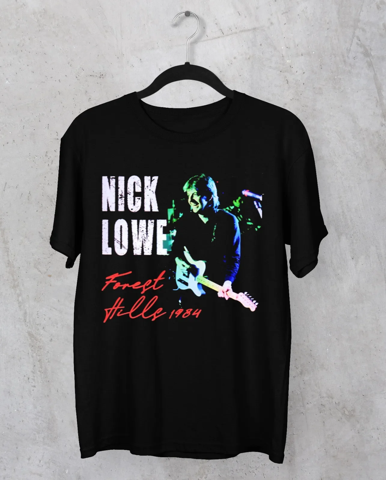Nick Lowe Forest Hills Retro-T-Shirt aus schwarzer Baumwolle, alle Größen S bis 5Xl JN658