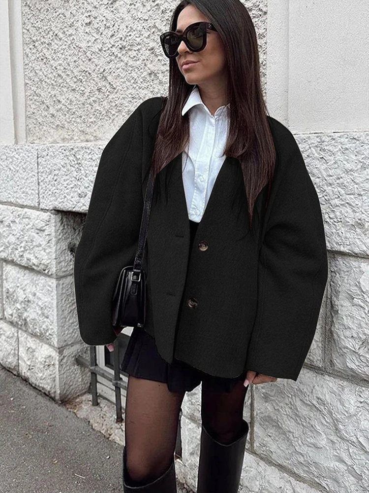 Abrigo de mujer última novedad de otoño ropa de calle moda botón abrigo de manga larga sólido Sexy cuello en V Casual ajustado ropa femenina versátil