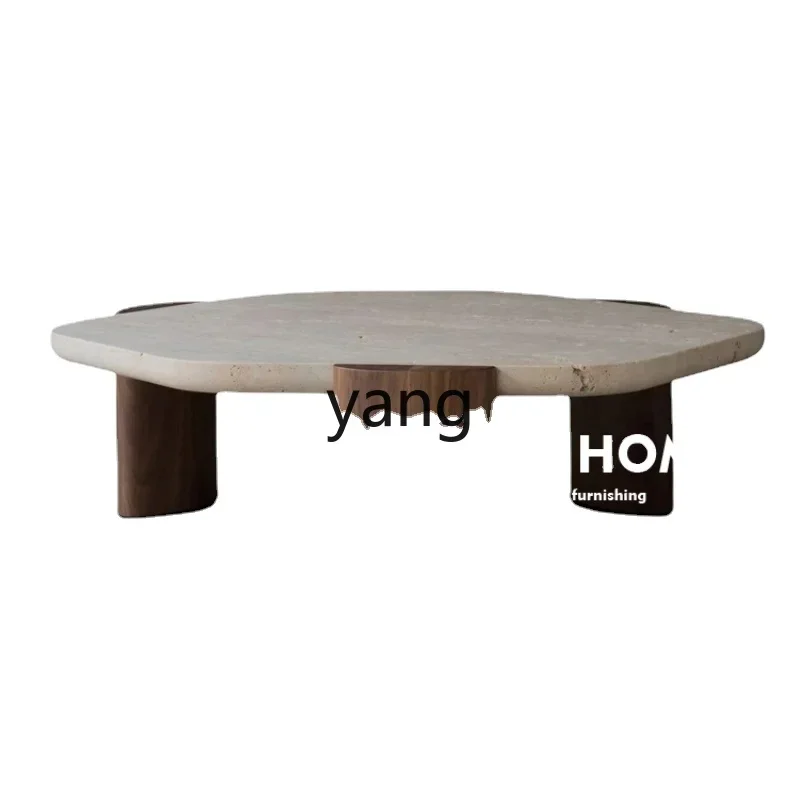 Yjq Retro Creative  Solid Wood Natural Cave Stone Shaped Tea Table Marble Household Coffee Table