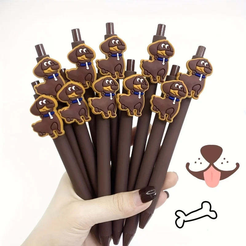 20/30PCS A cute creative sticker featuring a dachshund dog pattern for pens Animal puppy series push-button ballpoint pens Solid