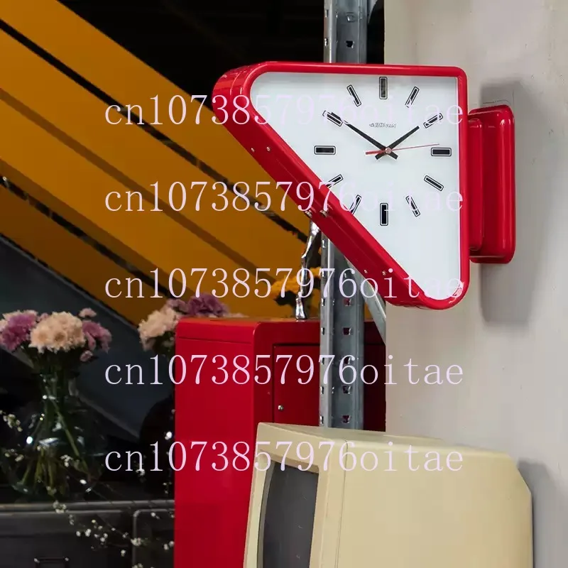 Metal Double-sided Triangular Wall Clock, Wall Silent Clock, Simple Wall Decoration