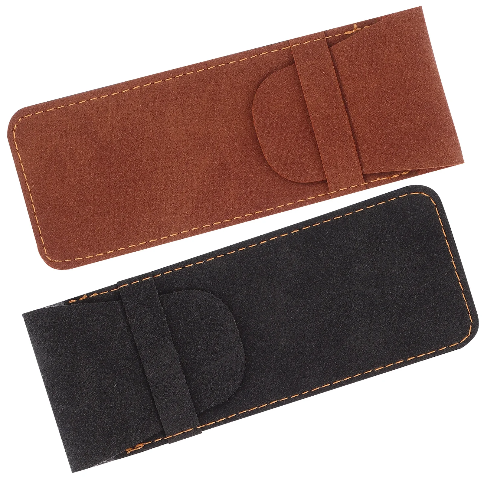 

2pcs Pen Sleeve Protective Cover Black Brown Pen Case Fountain Ballpoint Pens Storage Bag College Office Use