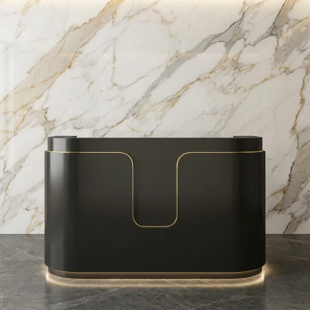 & modern Professional Curved Reception Desk Counter Office Salon Clinic Furniture Affordable Versatile High End Durable front de