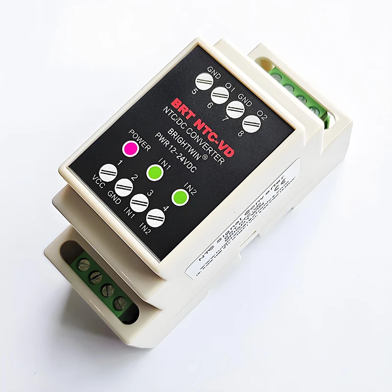 Isolated 2-channel 10K/100K NTC 0-10V Converter B3435/B4950 0-100 Voltage Signal Transmitter DIN Rail 12-24V Power OEM IP65