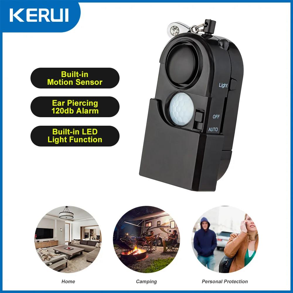 KERUI 2/4Pcs Portable Mini Motion Detector Alarm 120DB Siren SOS LED Light Security For Travel Home Kids Safe Personal Alarm