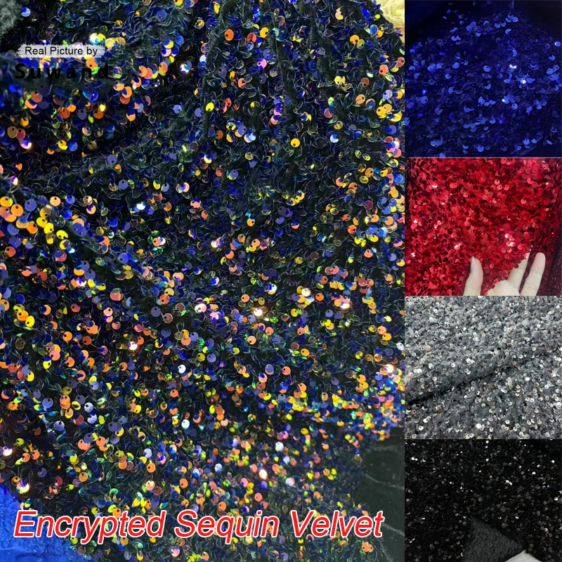 ผ้ากำมะหยี่ปักเลื่อมหรูหราสำหรับชุดราตรี ฉากหลัง การเต้นรำ ชุดแต่งกาย ตกแต่ง งาน DIY วัสดุสำหรับงานเย็บปักถักร้อย