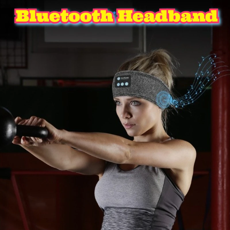 

Bluetooth Sports Headband Built Headphones Wireless Music Sweatband Running Workout Fitness Sweat Washing Quick Dry Audio Adults
