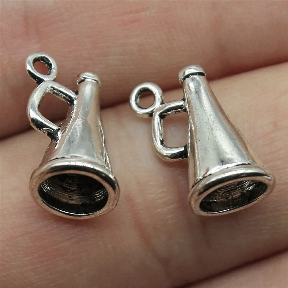 20pcs/lot 15x9x9mm 3D Speaker Charms For Jewelry Making Antique Silver Color 0.59x0.35x0.35inch