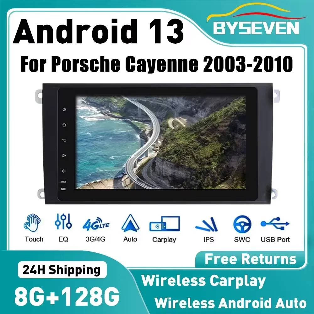 Byseven Android 13 For Porsche Cayenne 2003-2010 Car Multimedia Player GPS Navigation Auto Radio Stereo Head Unit IPS SWC New