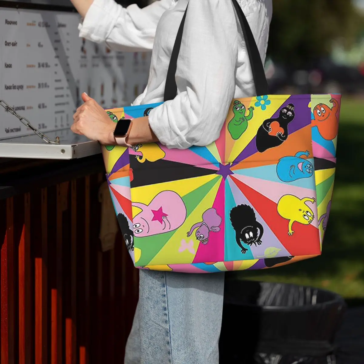 

Barbapapa Cartoon Beach Tote Bag Sport Gym Yoga Duffle Large Tote Bag Women Travel Bag Fitness bag