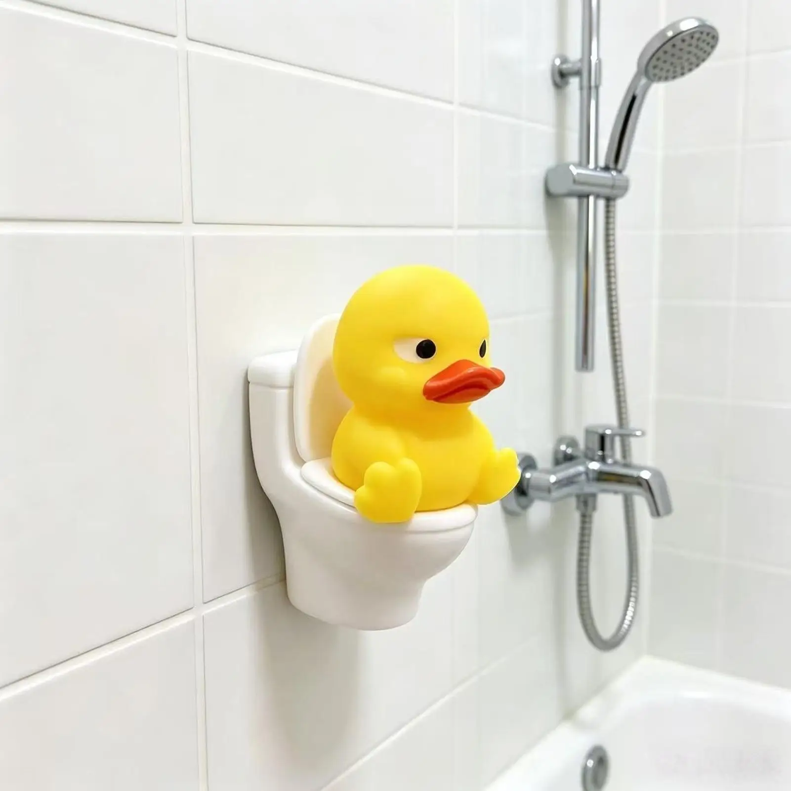 new Duck Toilet Figure Miniature Duck Figurine Bathroom Decor Cute Animal Figure Sitting On Toilet For Home Bathroom Living Room