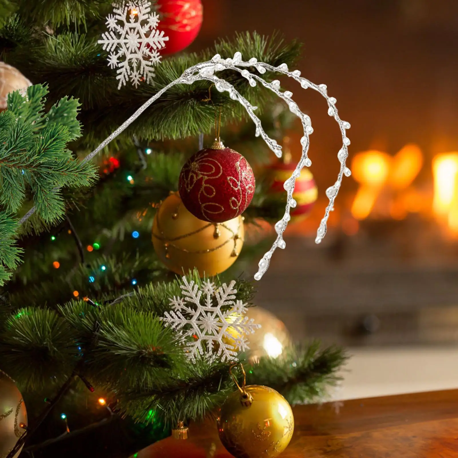 Christmas Picks For Tree Stem Branches Glitter Garland Christmas Greenery For Crafts For Indoor Holiday Winter Fall Mantle