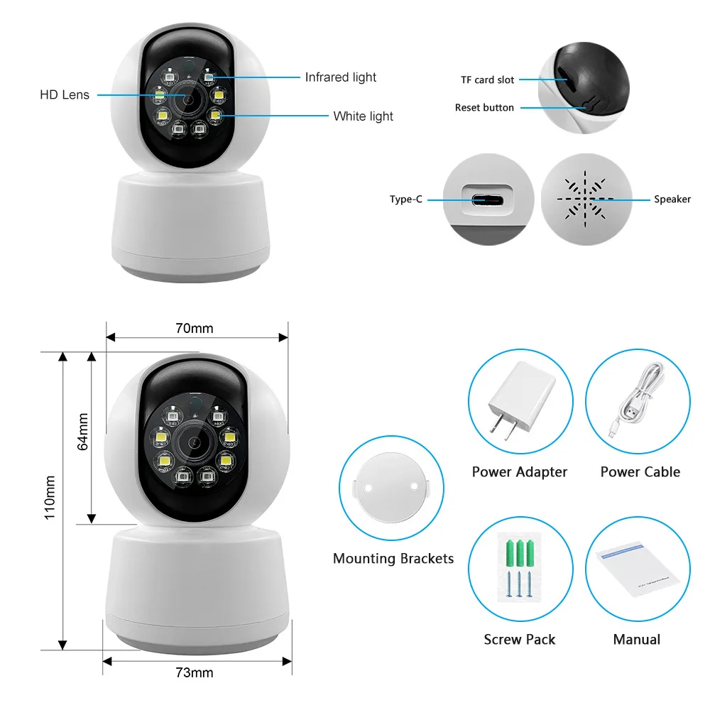 3MP 4X Zoom Smart WiFi Camera 1080P Auto Tracking Home Indoor Security Full Color Night Vision Motion Detection Surveillance Cam