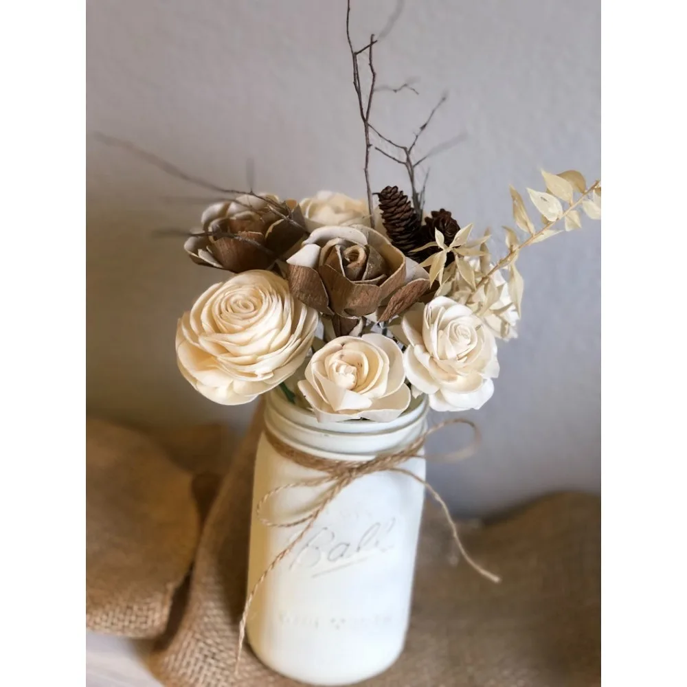 Collection de fleurs florales en bois d'hiver, décor rustique, fait sur commande pour toujours