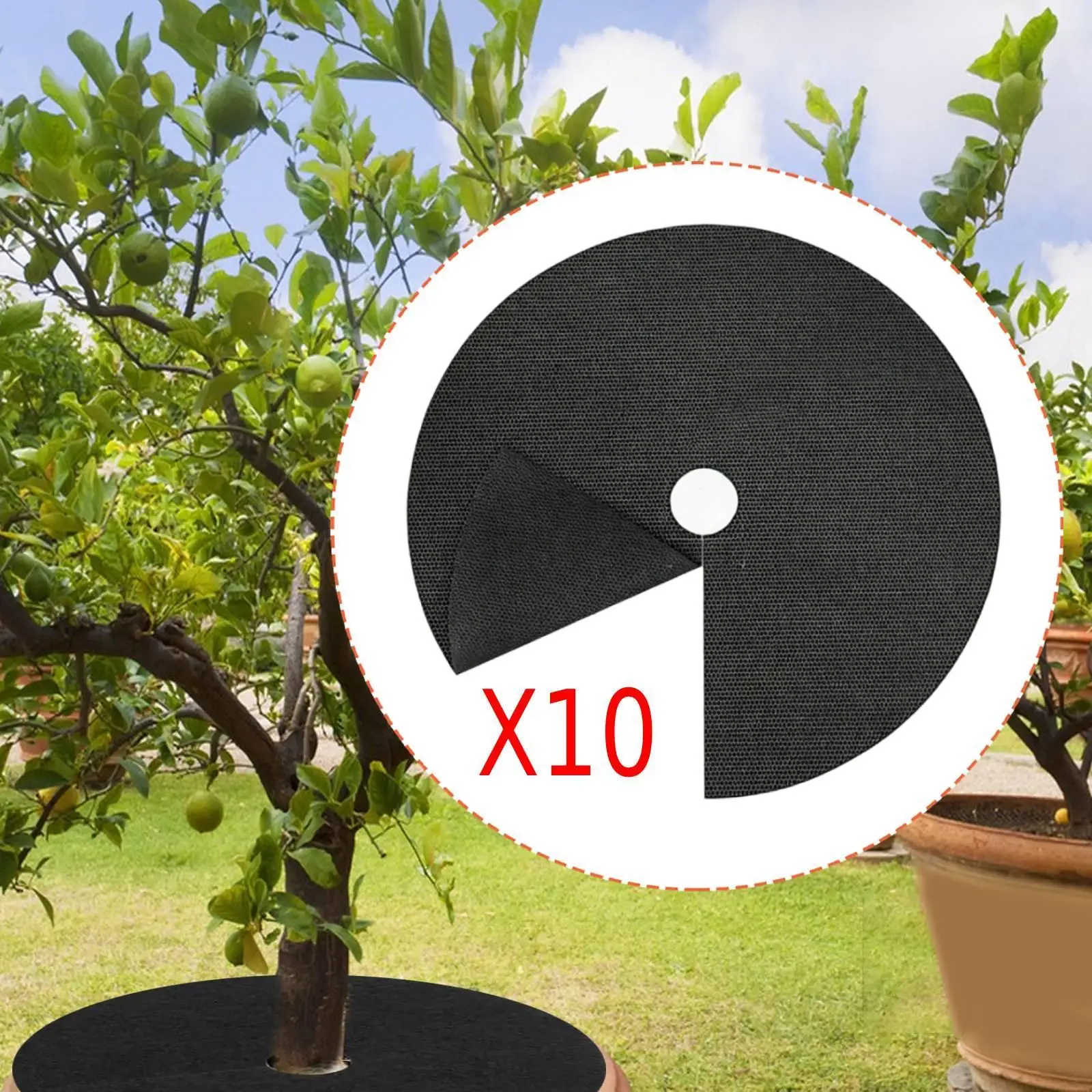 10x Weed Barrier Mats Portable Heavy Duty Round Simple to Use Tree Protector Mat Plant Covers Mulch Ring for Patio Grass Garden