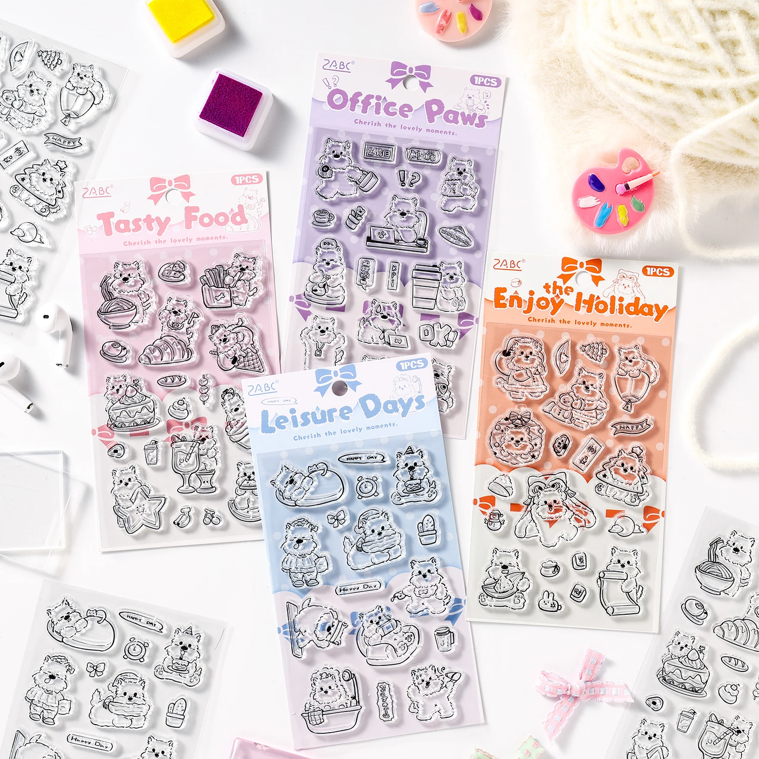 1Pcs Cute Westie Dog Clear Silicone Stamp, Food & Office Themed Rubber Stamp