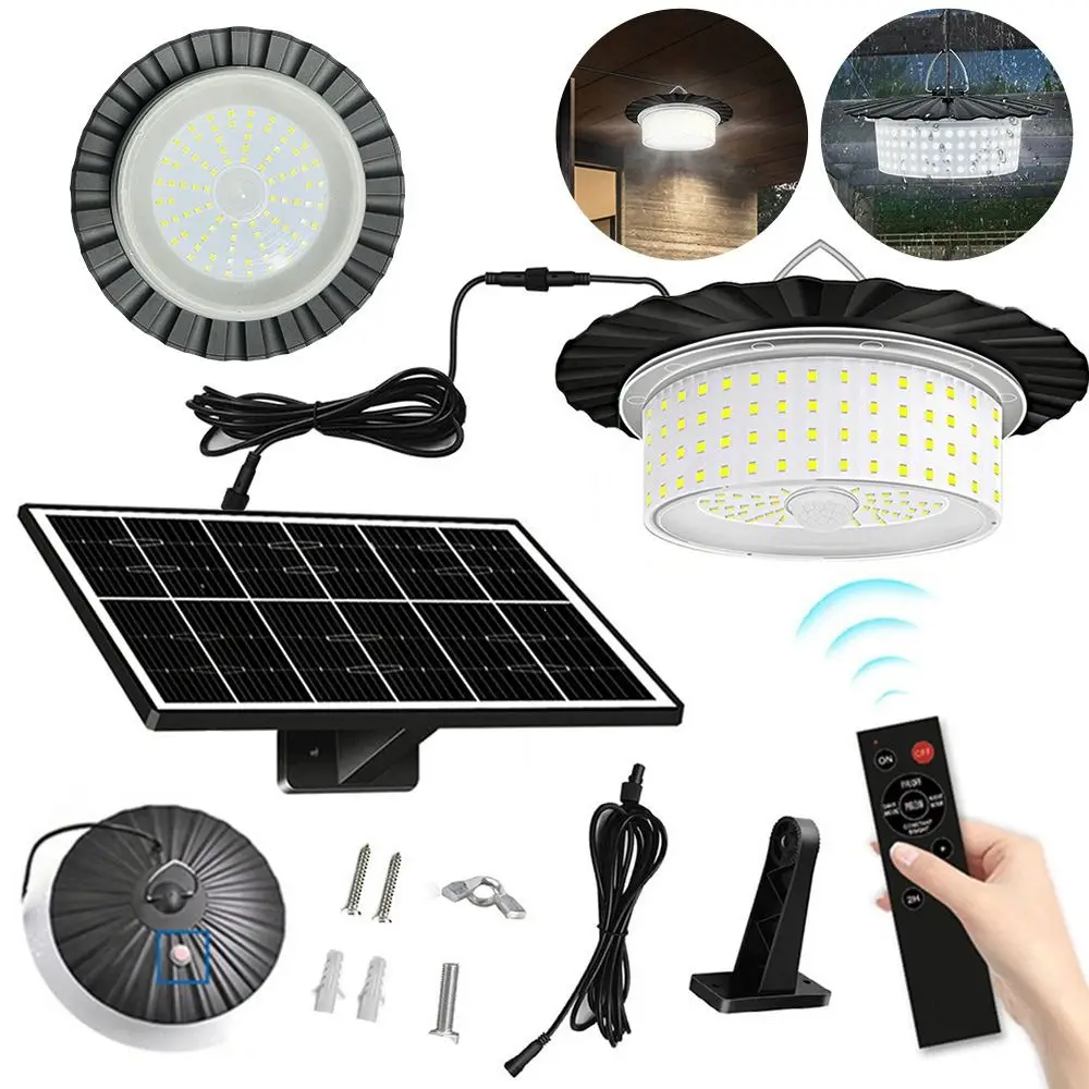 Water Resistant Solar Pendant Light Timer Function Remote Controller LED Shed Light 5 Light Modes Pendant Lamp Design