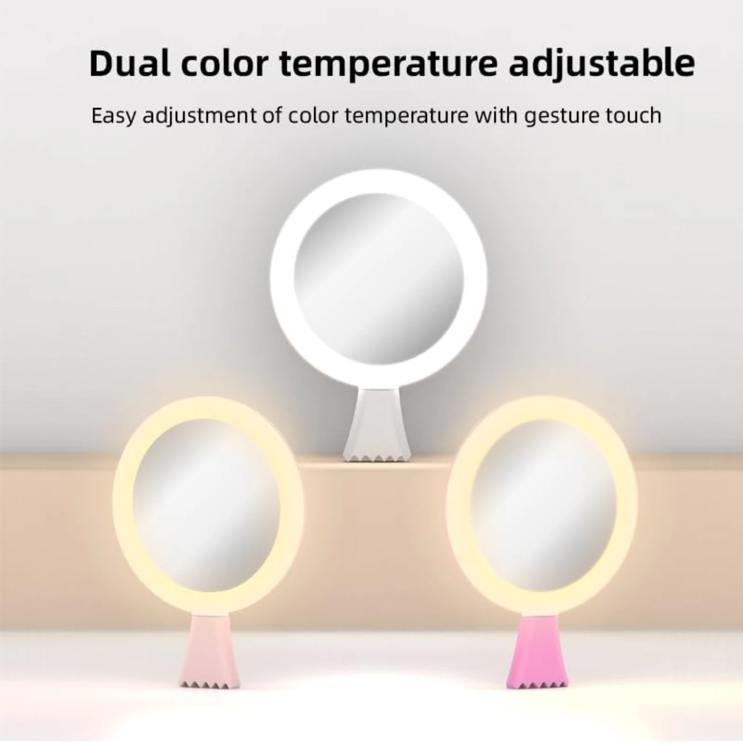 مرآة مكياج محمولة باليد بإضاءة LED، محمولة للسفر، حقيبة يد، محفظة، جيب، مضيئة 2.95 بوصة، هدية مثالية