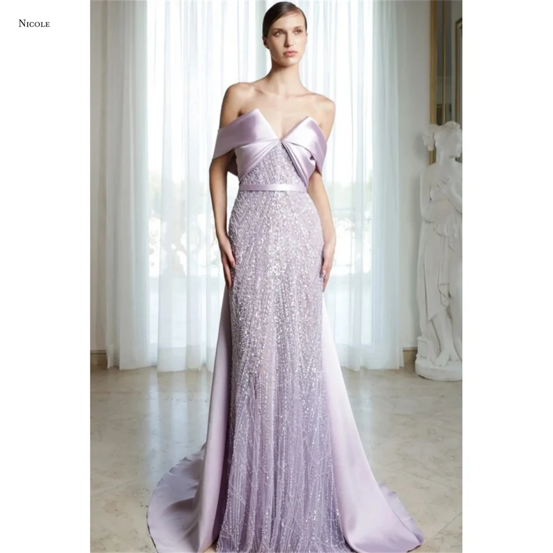 

Nicole Sequins Evening Dresses Wedding Party Dress Candle Women's Elegant Dresses for Special Occasions Custom Made Line A Prom
