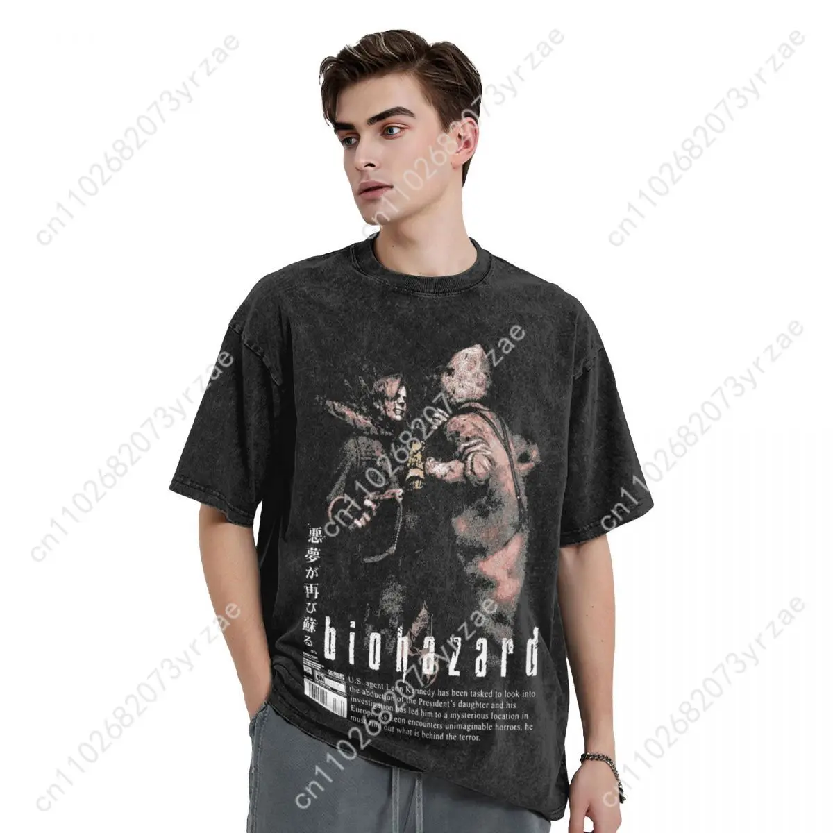 Residents Evils 4 Retro Wash Tshirt Man Woman High Quality Vintage T Shirt Fashion Cotton Short Sleeves Soft Breathable Tops