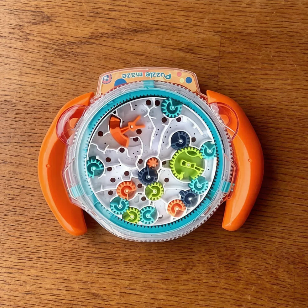 Labyrinthe à billes articulé, défi logique, gadget anti-stress, orange et bleu, 2 couleurs de coque au choix, contrôle par la paume des deux mains, concentration