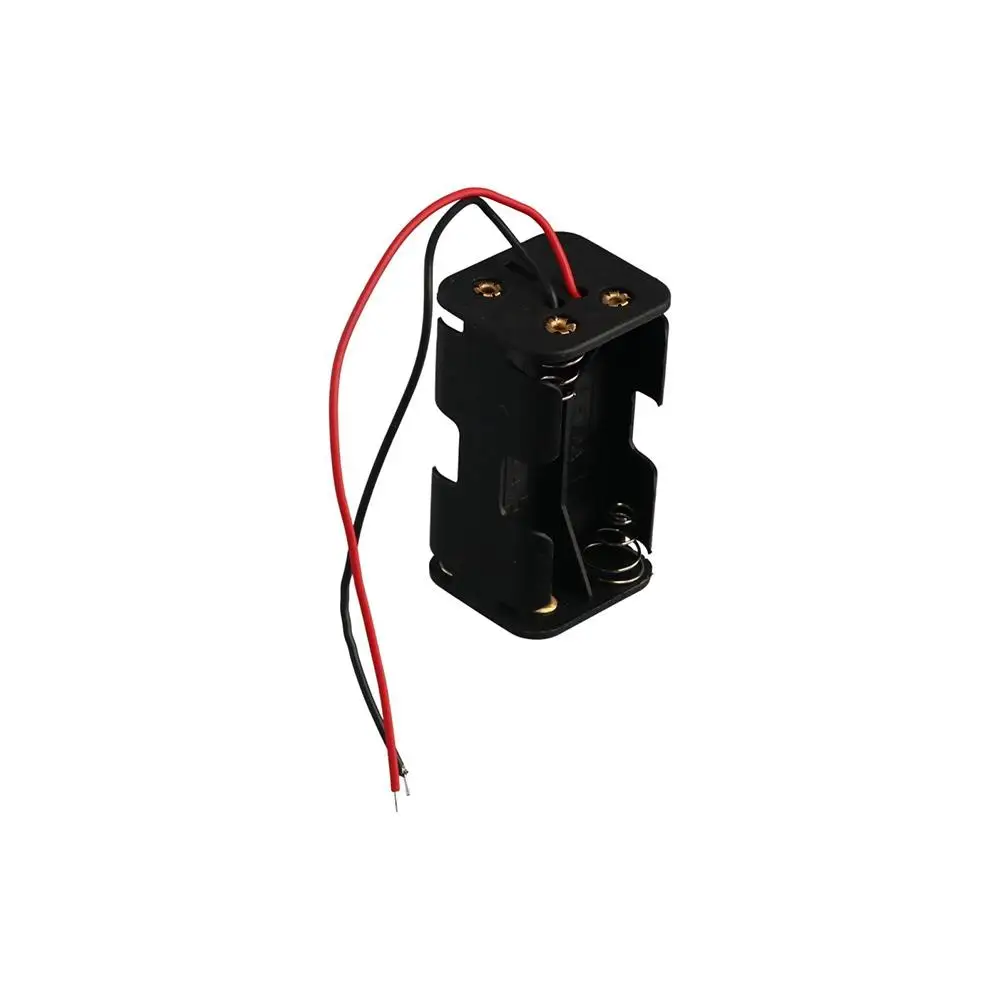 Caja para 4 Pilas AA de Doble Capa con Cables, Estuche para Pilas, Almacenamiento de Pilas, Soporte para Pilas AA, 4 x Pilas AA
