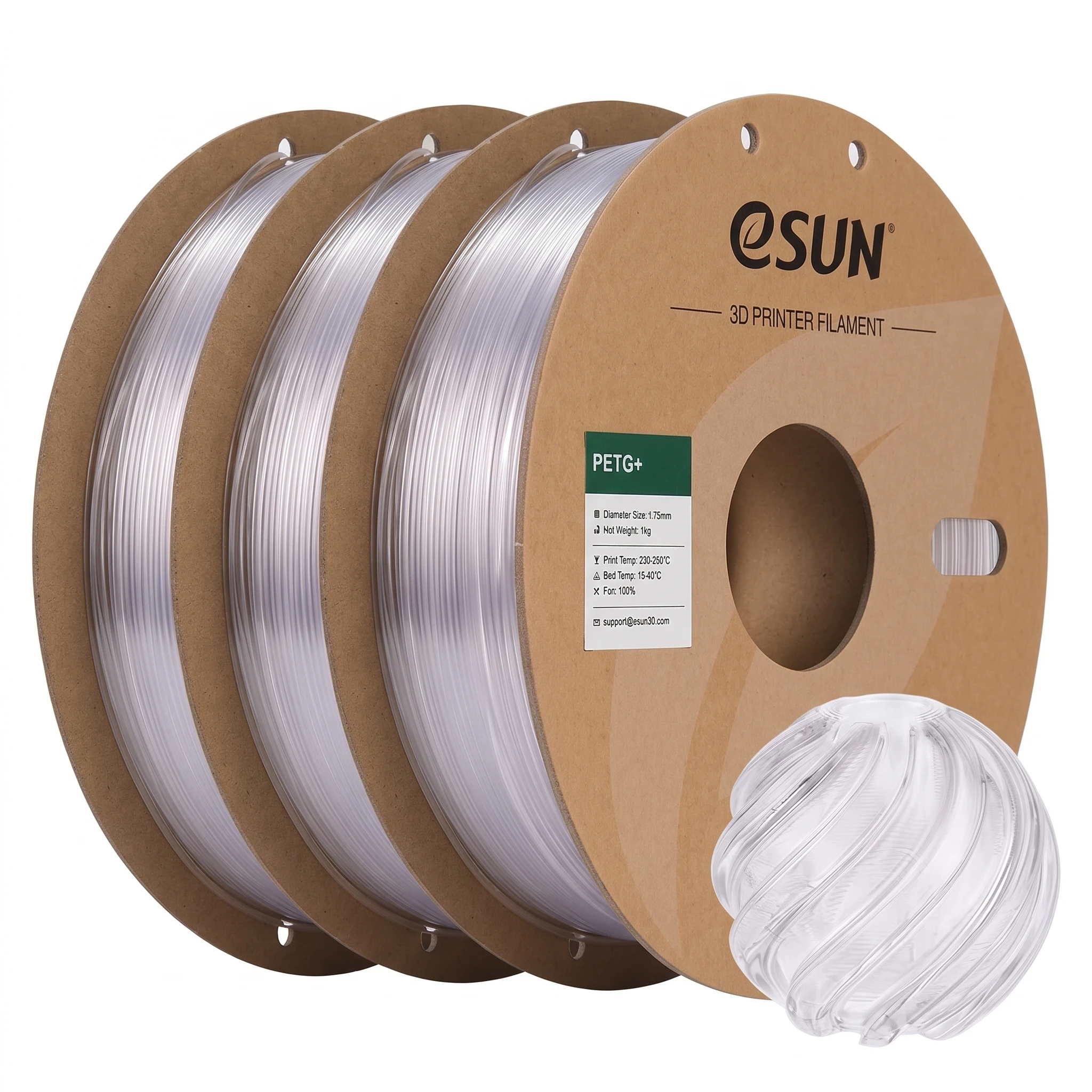 ESUN 3KG Upgrade PETG 3D-filament, 1,75 mm, 1 kg (2,2 lbs), hoogwaardig PETG-materiaal, geschikt voor FDM-printers.