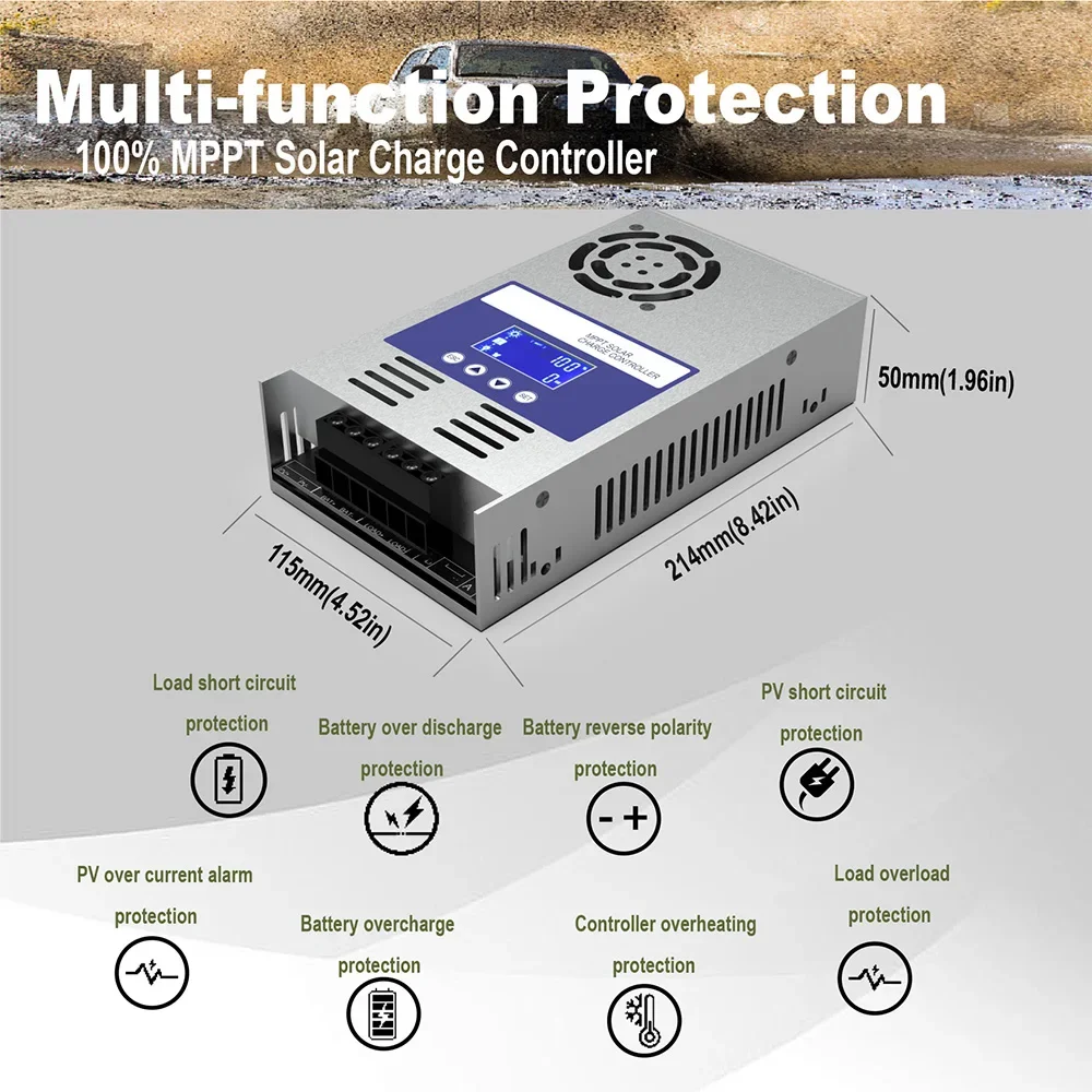 Imagem -03 - Controlador de Carga Solar Mppt 60a 48v 36v 24v 12v Auto Max pv 160vdc para Bateria de Lítio Chumbo Ácido Regulador de Carga do Painel Fotovoltaico