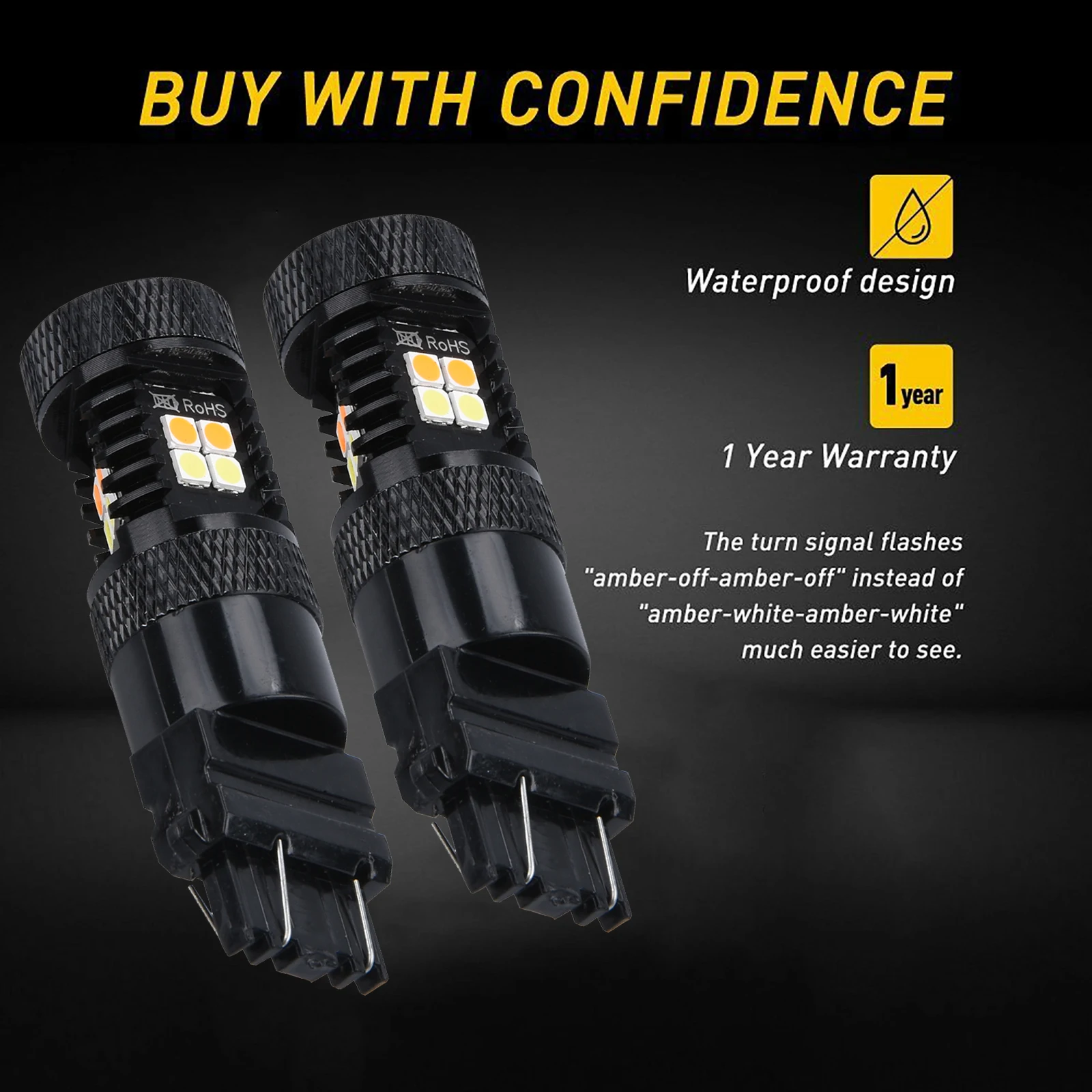 2 pz 3157 LED Canbus Anti Hyper Flash Switchback bianco ambra Led indicatori di direzione anteriori lampadine a LED bicolore accessori per auto