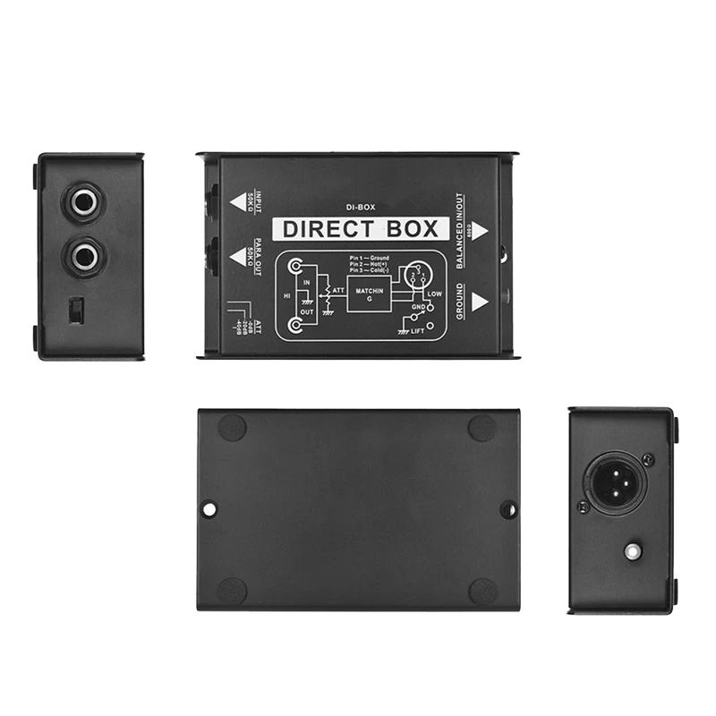 Passive Direct Box Single Channel Passive DI-Box Direct Injection Box Balanced & Unbalance Signal Audio Isolator-ABWO