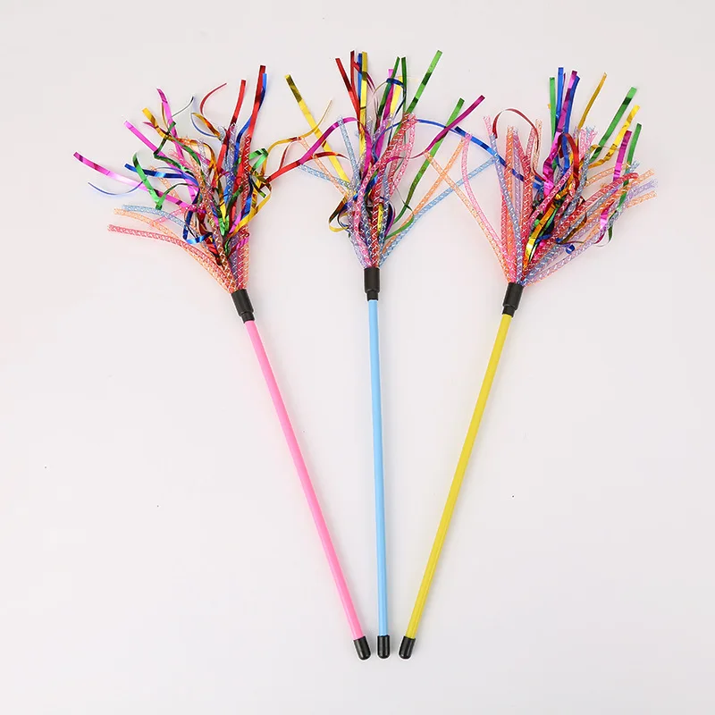 Cat Wands Soft Line Tube Colorful Stripe Teaser Wands Interactive Cat Toys Cat Teaser Stick for Indoor Cats and Kittens Cat Toys