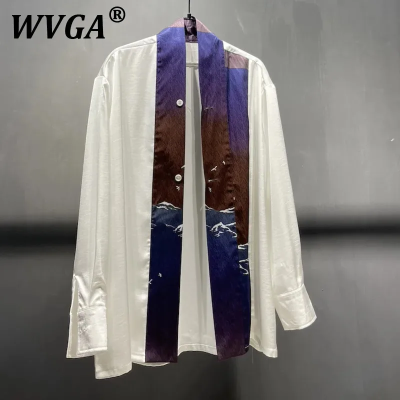 

WVGA Spring Summer New Man Tide High Street Stand Collar Design Long Sleeve Shirts Punk Niche Loose Chic Casual Shirt Ins W8637